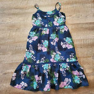 Children's Place Navy With Flowers Girls Dress Size 7/8